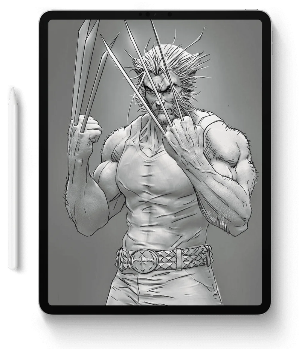 Wolverine drawn digitally on an iPad